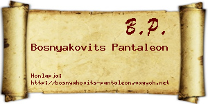 Bosnyakovits Pantaleon névjegykártya